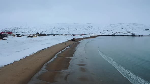 The sandy shore by the ocean