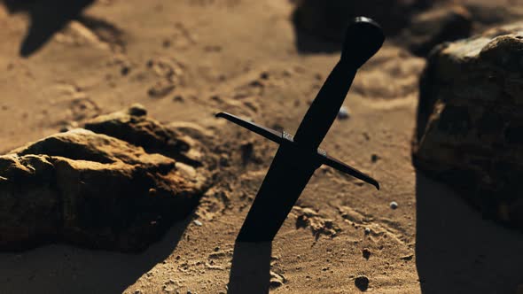 Retro Sword on Sand Beach