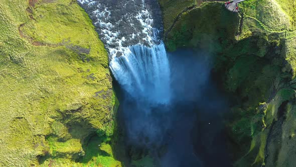 Flying Over Skogafoss waterfall, Iceland