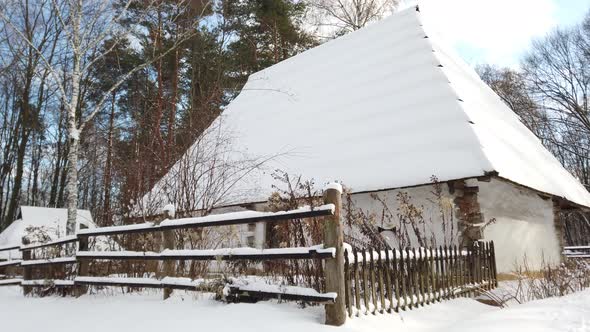 Old Ukrainian traditional vintage village. Elements of architecture.