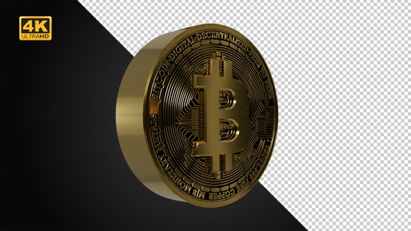 Golden Rotating Bitcoin Symbol - 4K