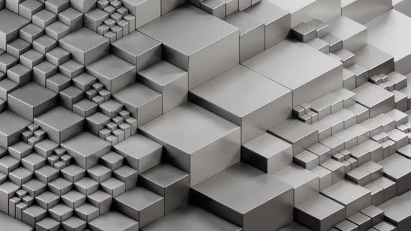 Cube wave background. Isometric view on white cubes. Loop animation.