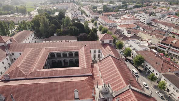 Fly over Church and Monastery of Santa Maria de Arouca, Portugal