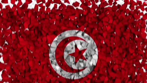 Tunisia Flag Breaking Rocks Transition