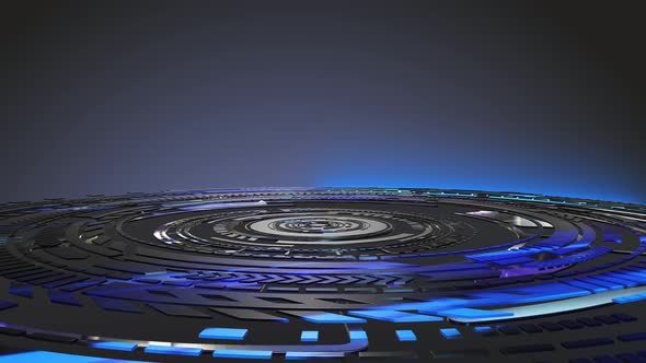 Futuristic Circle Platform Abstract Pattern On A Blue Background Loop