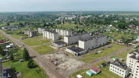 Flying Over a Russian Village on a Drone