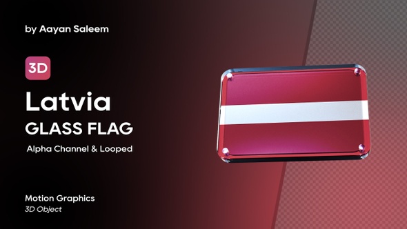 Latvia Flag 3D Glass Badge