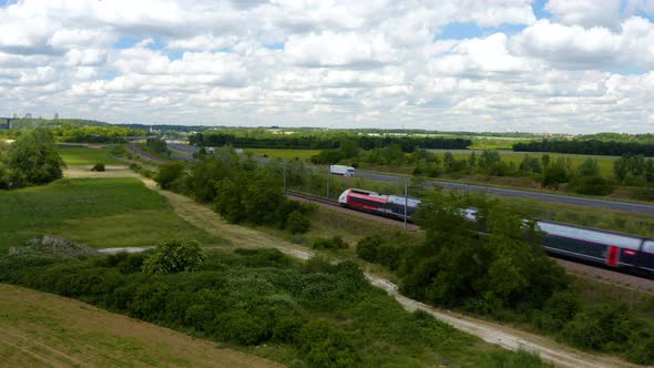 Country travel by high-speed train. 