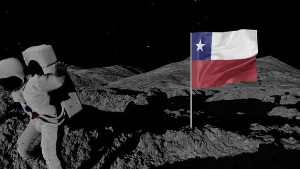 Astronaut Planting Chile Flag on the Moon alt