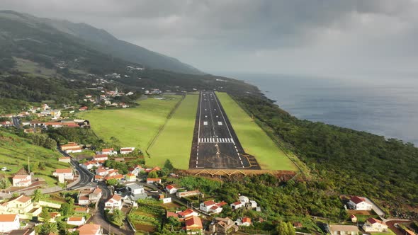 Drone Footage of the Runway on the Edge of a Coast