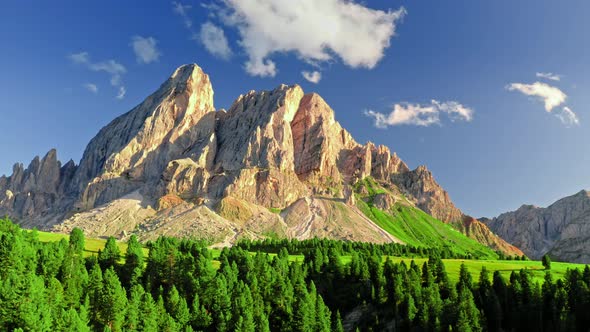 Aerial view of Passo delle Erbe in Dolomites, Italy