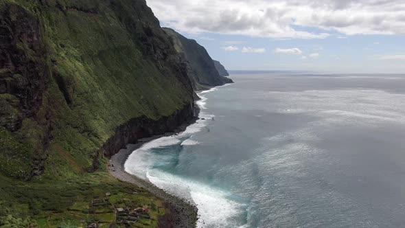 Drone flying near Achadas da Cruz, Madeira, Portugal