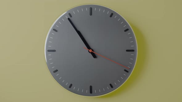 Clock Face Timelaplse Full Rotate Yellow Background