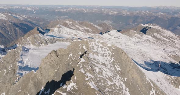 Drone Flight In Winter Over Kitzsteinhorn Mountain