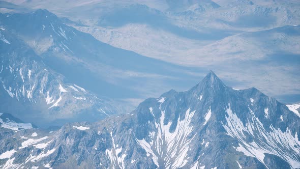 Aerial View Landscape Mountais Snow Covered