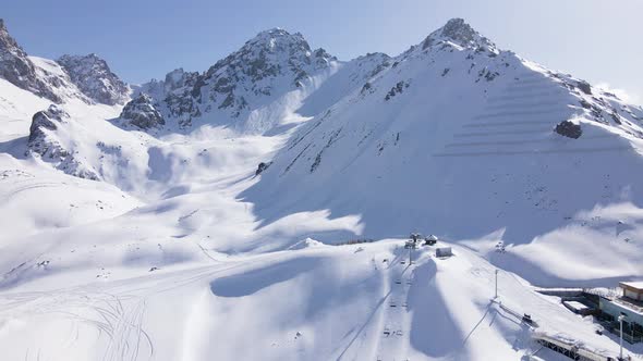 Ski Mountain Resort Shymbulak and Lift Cablecar in Almaty Kazakhstan