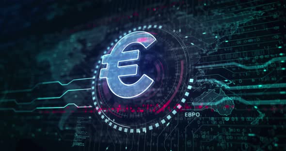 Euro currency icon and EUR money symbol loop digital concept
