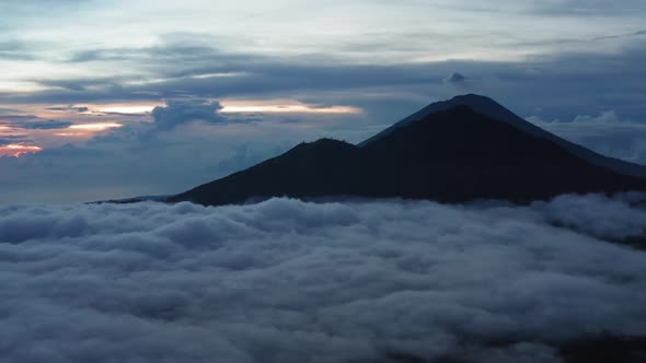 Aerial View. Active Indonesian Volcano Batur in the Tropical Island Bali. Indonesia. Batur Volcano