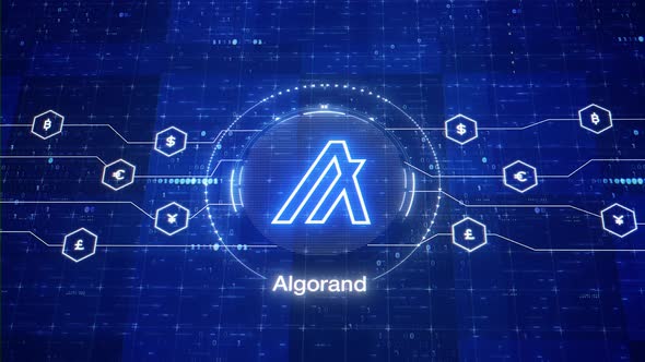 Algorand animated logo. Algorand cryptocurrency logo. ALGO intro. Animation of ALGO crypto.