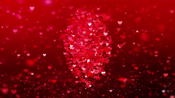 Glamour Red Heart Shapes Particles Background Saint Valentine’s Day and Wedding Videos Seamless Loop