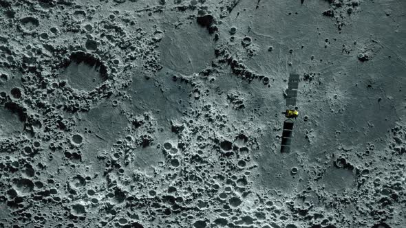 Textured Surface of the Moon in Motion Close-up