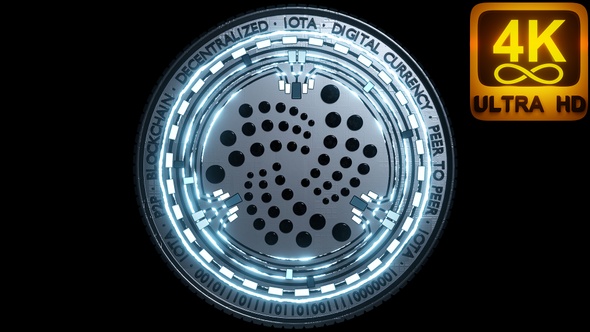 Open Source Crypto Digital Coin Iota 4K Alpha Matte Data Exchange Virtual 3D Animation