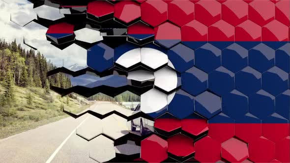 Laos Flag Hexagon Transition - 4K Resolution