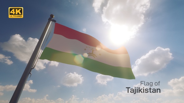 Tajikistan Flag on a Flagpole V2 - 4K