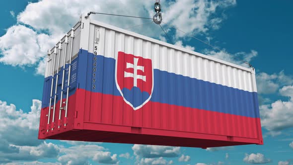 Cargo Container with Flag of Slovakia alt