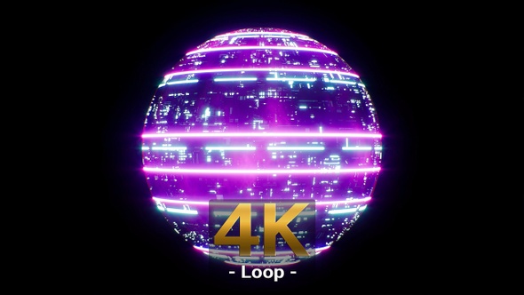 Cyberpunk Neon Light Orb 4K