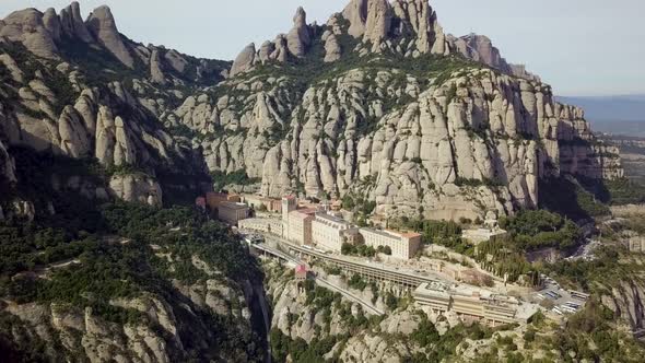 Areal Shot of Abbey of Montserrat In Spain.