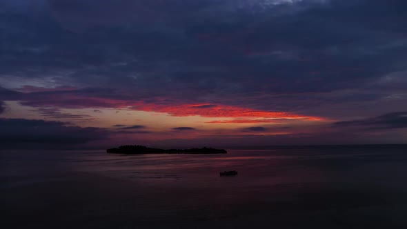 Sunrise Over the Sea in the Tropics Aerial View