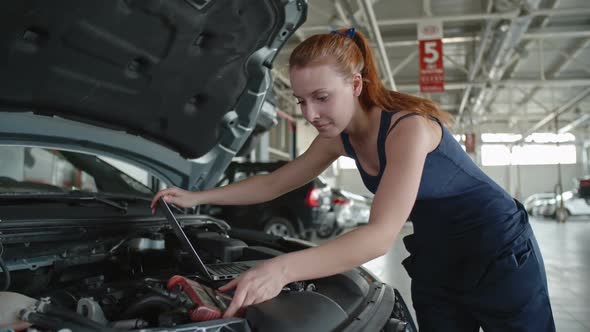 Female Mechanic Enjoying her Job alt