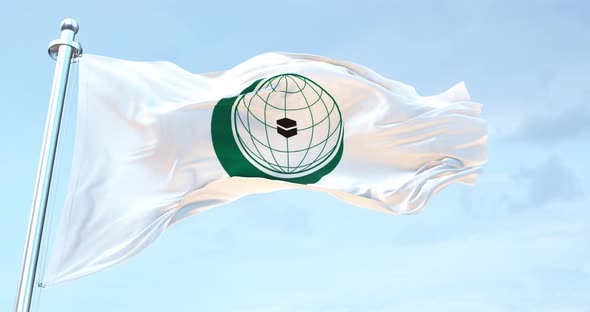 Organisation Of Islamic Cooperation flag waving 4k