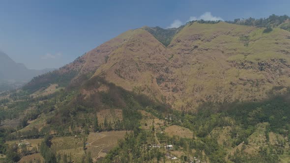 Mountain Landscape Farmlands and Village