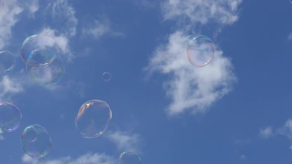 Soap Bubbles On Blue Sky 02