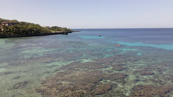 Drone footage of the beautiful Roatan island, Honduras. Corral reefs.