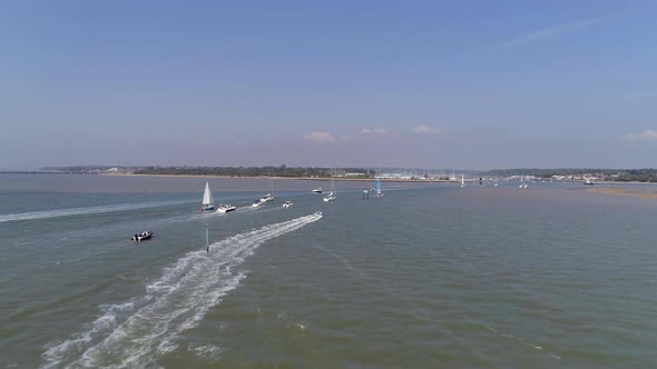 Aerial View of Pleasure Boats on a Sunny Day