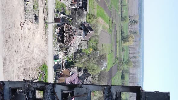 Vertical Video of a Destroyed Building in Borodyanka Ukraine