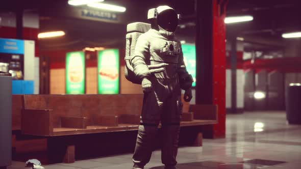 Astronaut at Underground Metro Subway