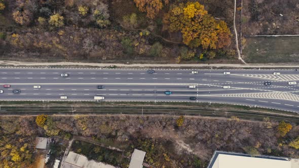 Top View of Cars Driving Along Road