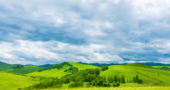 Mountain Meadow Timelapse at the Summer or Autumn Time