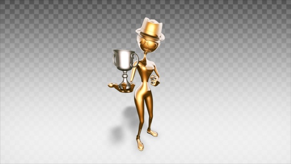 Golden 3D Woman - Cartoon Show Sport Cup