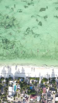 Vertical Video of the Ocean Near the Coast of Zanzibar Tanzania