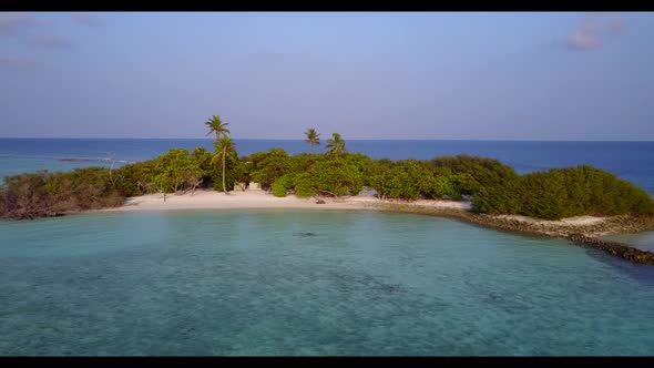 Aerial above texture of marine coast beach holiday by transparent sea with white sand background of 