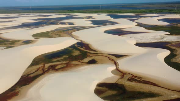 Lencois Maranhenses Maranhao. Scenic sand dunes and turquoise rainwater lakes