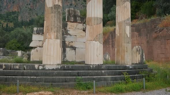 Tholos with Doric Columns at the Athena Pronoia Temple Ruins in Delphi, Greece