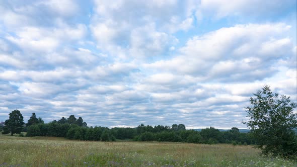 The Movement of White Cumulus Clouds