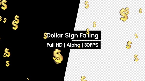 Golden Dollar Currency Signs Falling Down