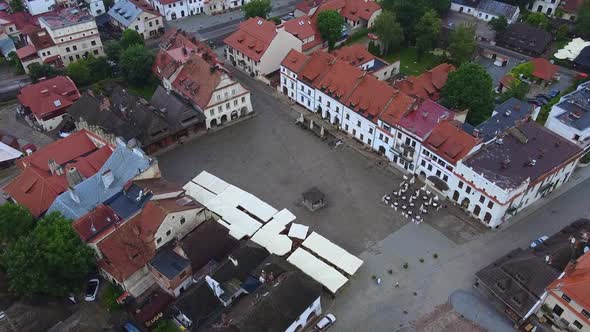 Aerial Footage of Kazimierz Dolny City Center in Poland